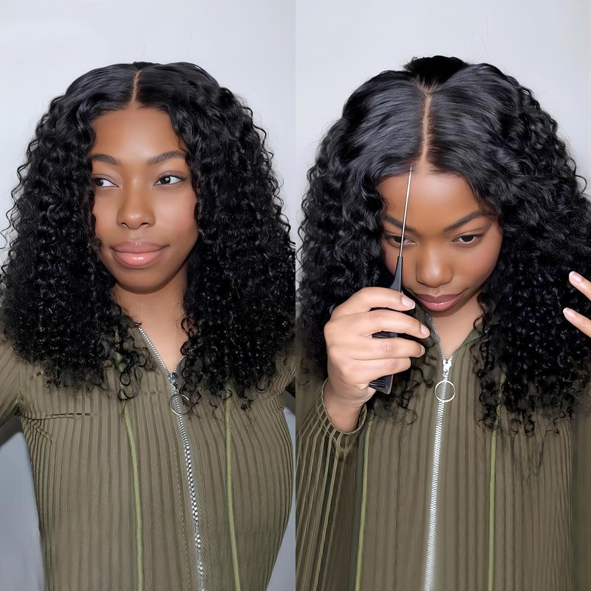 Wear and Go Glueless Wigs Human Hair Pre Plucked Deep Wave Bob Wig Human Hair Lace Front Wigs for Women Upgraded No Glue Pre Cut 6X4 Lace Closure Glueless Wigs for Black Women Human Hair 14 Inch
