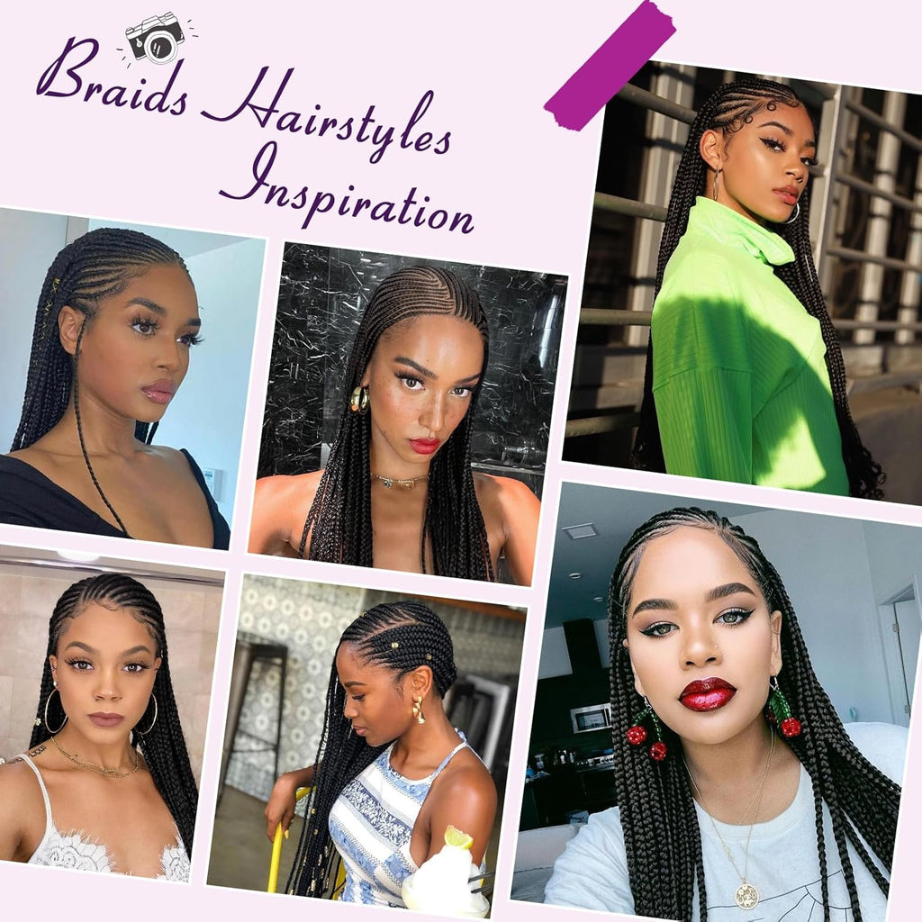 13X8 HD Lace Front Cornrow Braided Wigs Leomonde Box Braid Wig with Baby Hair 36 Inch Long Black Braided Hair Wig for Women