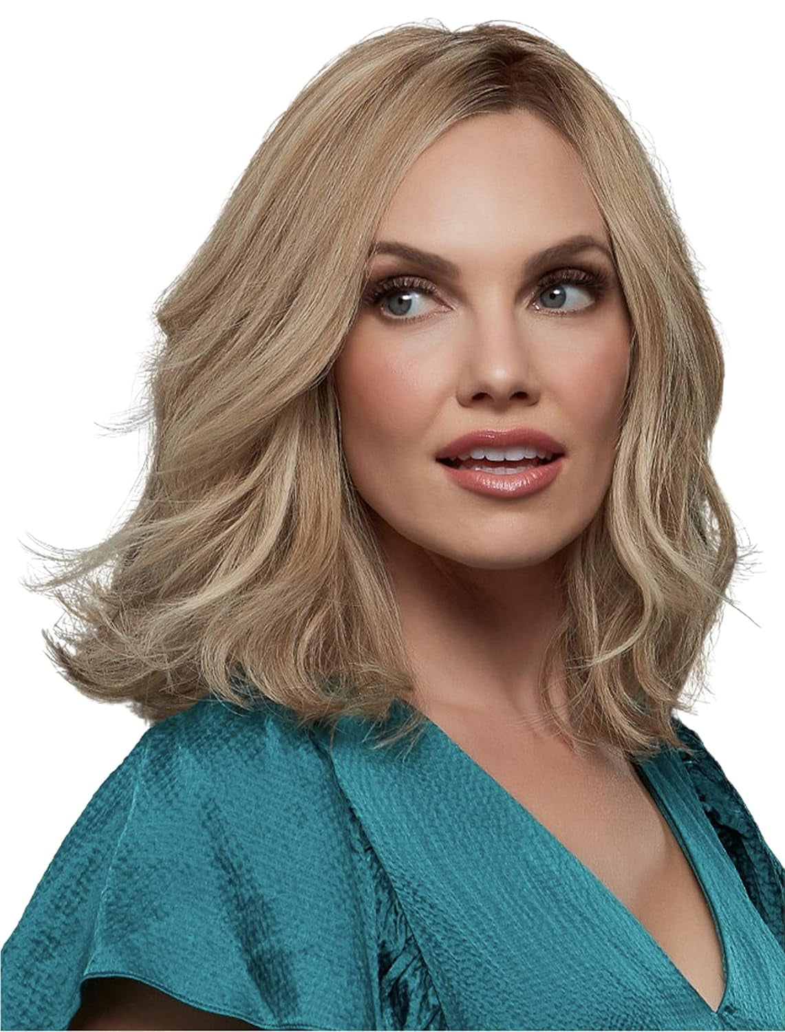 Carrie Petite (Exclusive) Lace Front & Monofilament Human Hair Wig by  in 27T613S8, Length: Medium
