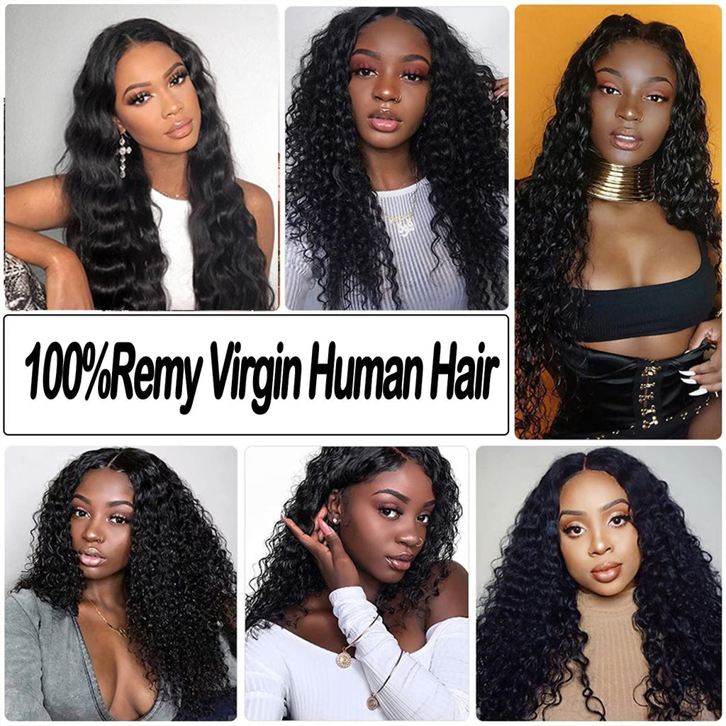 8A Braziliandeep Wave Human Hair 4 Bundles (14141616) Deep Wave Human Hair Bundles Deep Hair Weave Extensions Natural Color