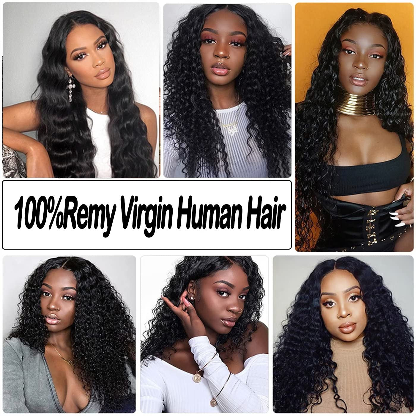 8A Braziliandeep Wave Human Hair 4 Bundles (14141616) Deep Wave Human Hair Bundles Deep Hair Weave Extensions Natural Color
