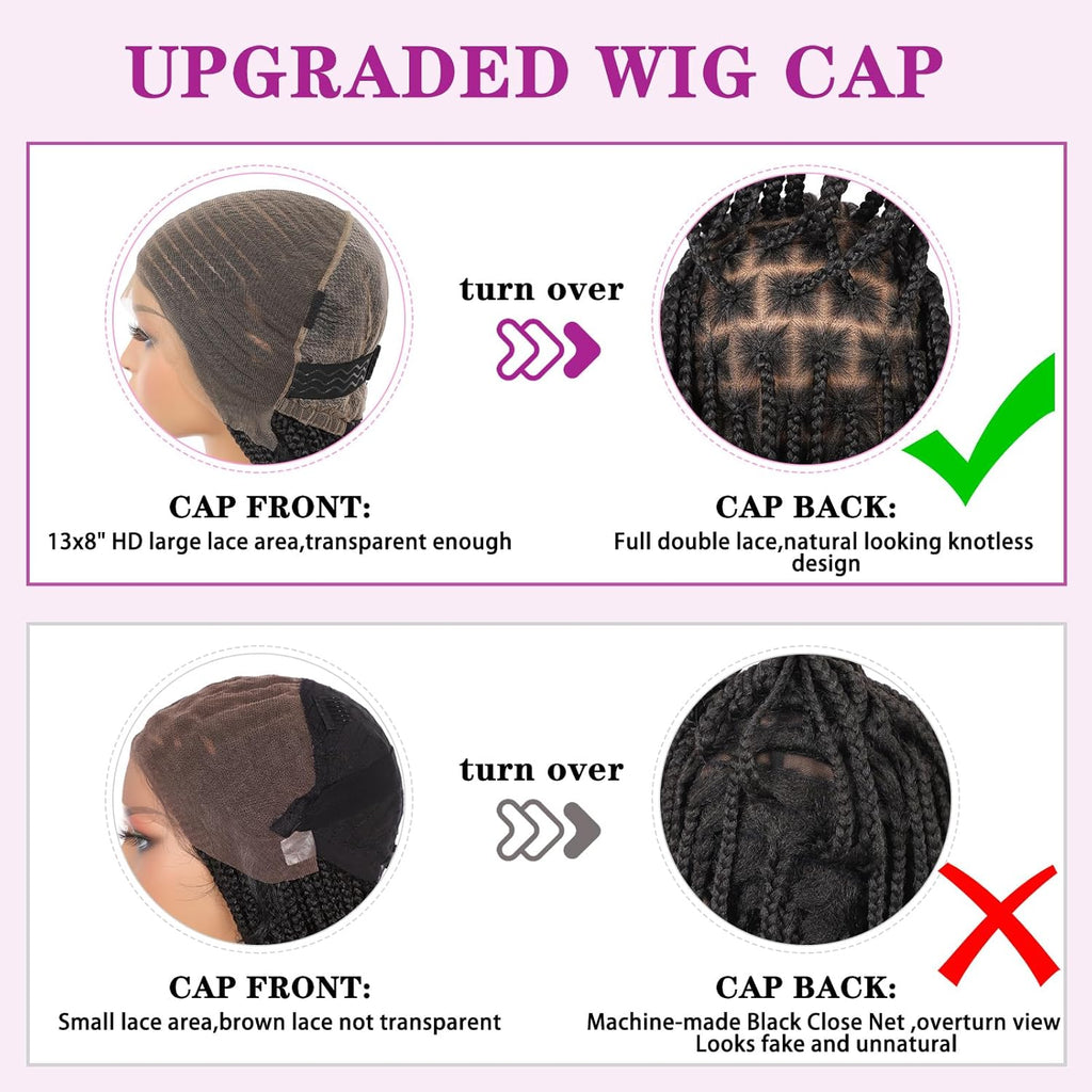 13X8 HD Lace Front Cornrow Braided Wigs Leomonde Box Braid Wig with Baby Hair 36 Inch Long Black Braided Hair Wig for Women