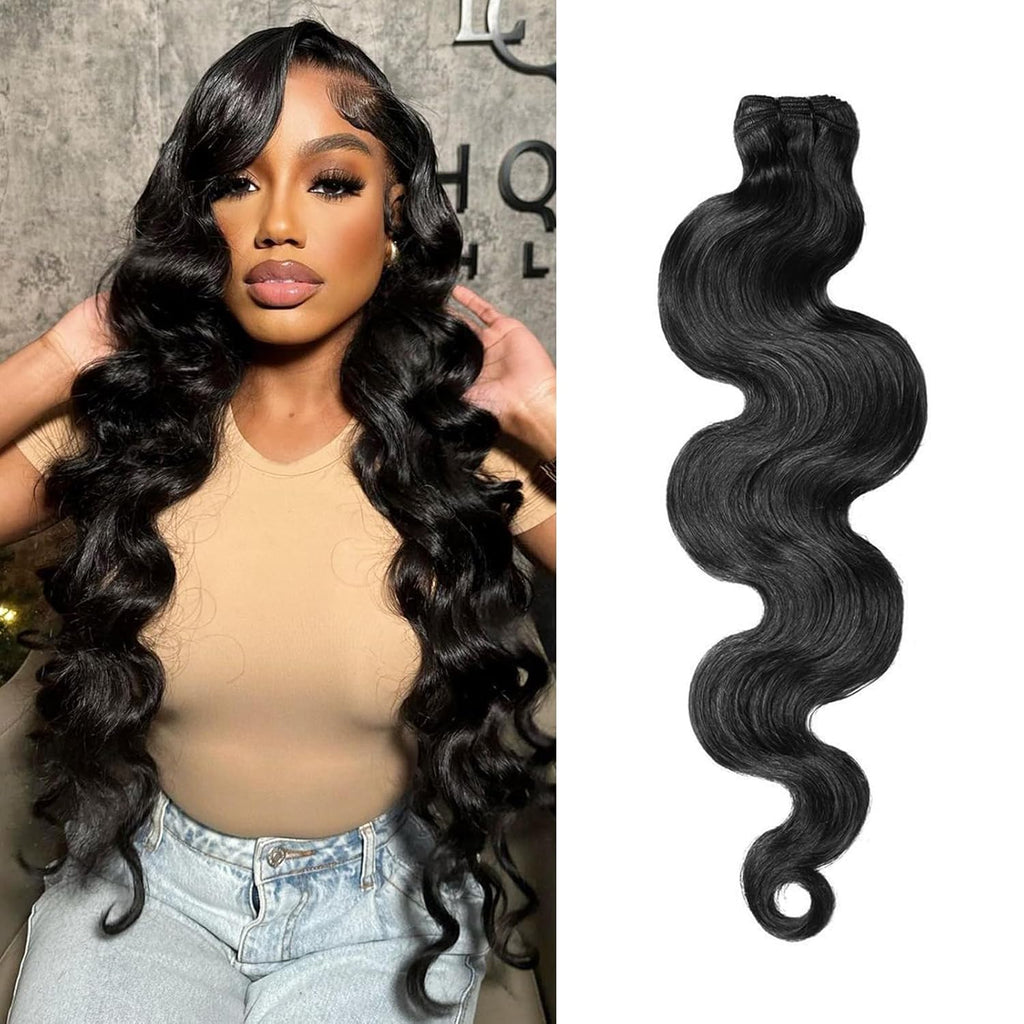 12A Body Wave Bundles Human Hair 20 Inch 1 Bundles 65G Body Wave Bundles 100% Unprocessed Brazilian Virgin Hair Hair Extensions Weave Human Hair Raw Bundles Natural Black