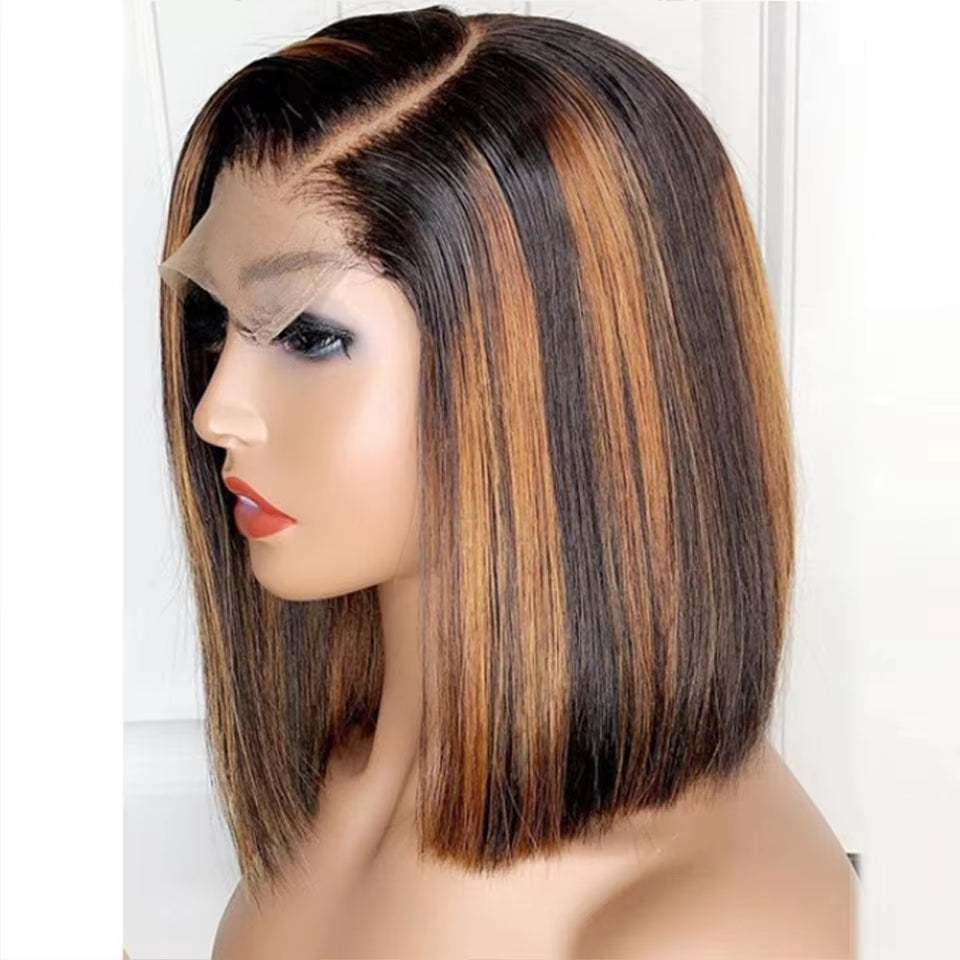 Highlight Wig Human Hair Bob Wig Straight Lace Front Wig Human Hair Brazilian Short Bob Human Hair Wigs on Sale Clearance