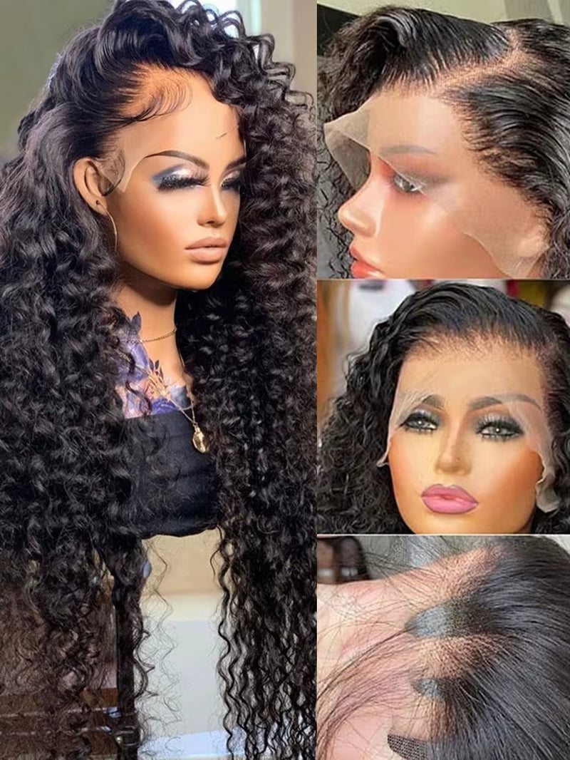 250 Density Deep Wave Lace Frontal Wig 13X4 13X6 360 Hd Curly Human Hair Lace Front Wigs for Women Water Wave Pre Plucked Lace
