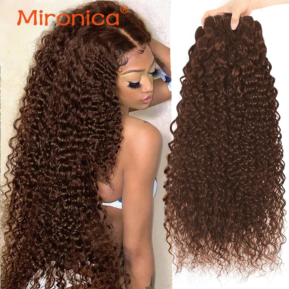 Chocolate Brown Water Wave Brazillian Human Hair 3/4 Bundles Deal Human Hair Weaving Wefts Remy Human Hair Extensions for Women
