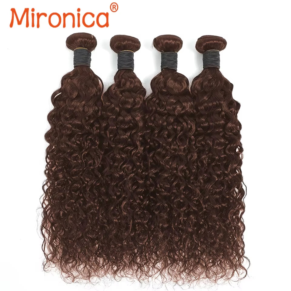 Chocolate Brown Water Wave Brazillian Human Hair 3/4 Bundles Deal Human Hair Weaving Wefts Remy Human Hair Extensions for Women
