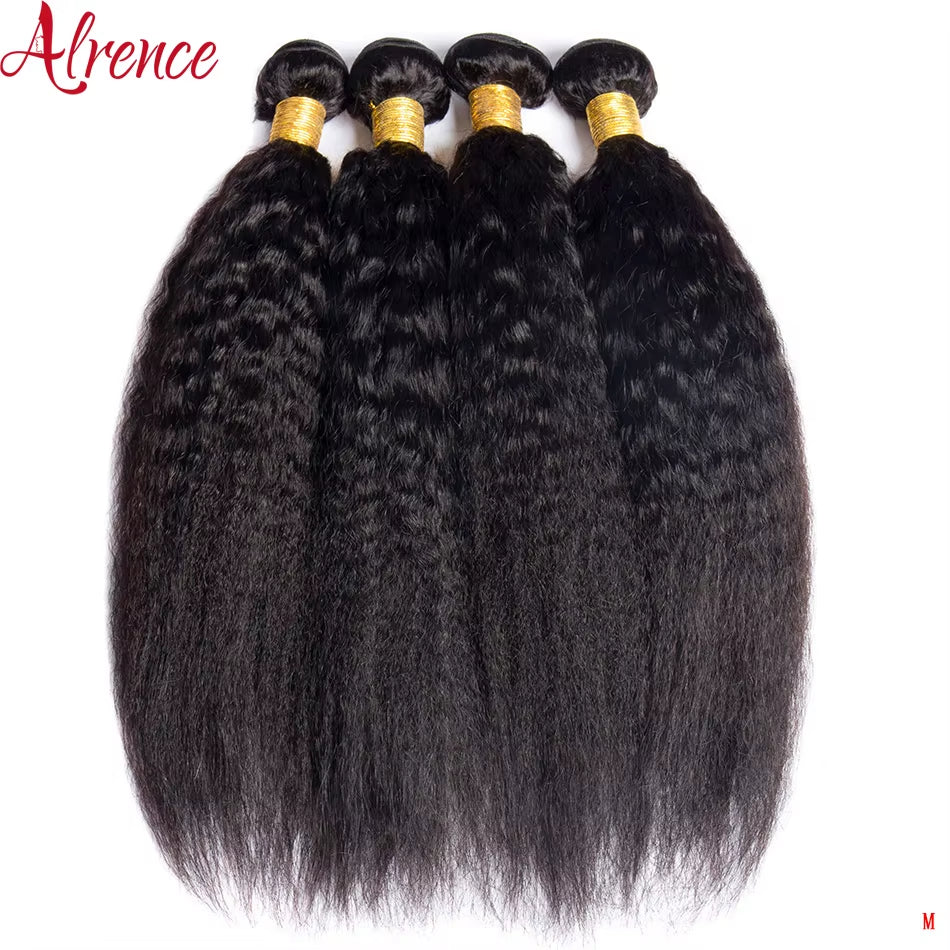Kinky Straight Bundles Human Hair 1 3 4 Bundles Coarse Yaki Weave Human Hair Bundles Original 100% Human Hair Extensions Sale