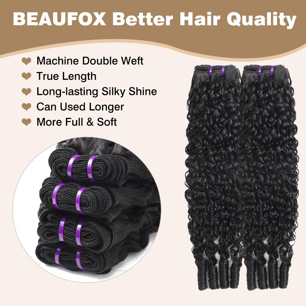 3C4A Burmese Curly Bundles Human Hair 16 18 20 22 Inch 12A Unprocessed Virgin Human Hair Water Wave Bundles with Spiral End Quick Weave Remy Hair Natural Color for Women